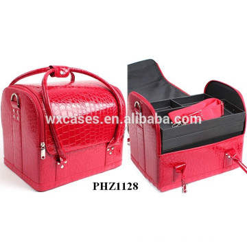 New popular red crocodile leather cosmetic bag with fashion design